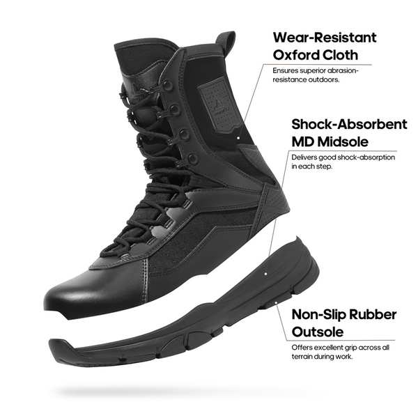 Men's Lightweight Military Combat Work Boots - BLACK - 1